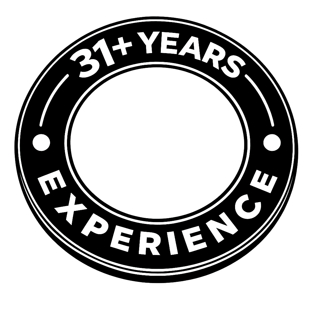 31+ years experience badge