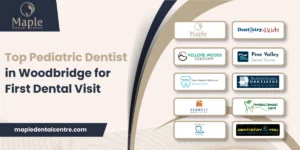 Parent and child at a first dental check-up